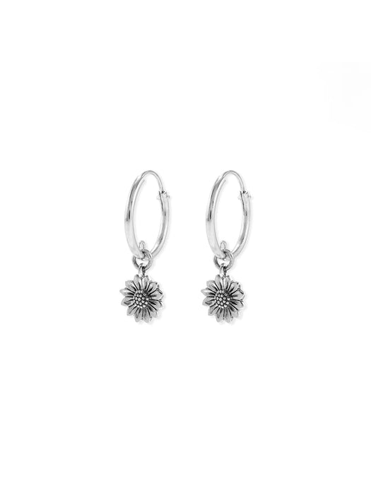 Sunflower Charm Hoops by boma | Sterling Silver Earrings | Light Years