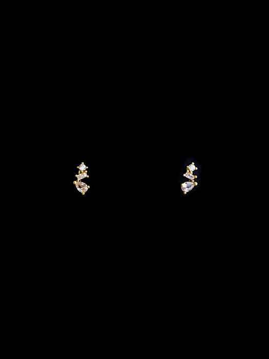 Stacked CZ Crystal Posts | Gold Plated Studs Earrings | Light Years Jewelry