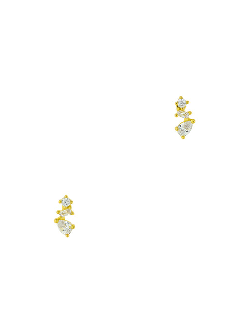 Stacked CZ Crystal Posts | Gold Plated Studs Earrings | Light Years Jewelry