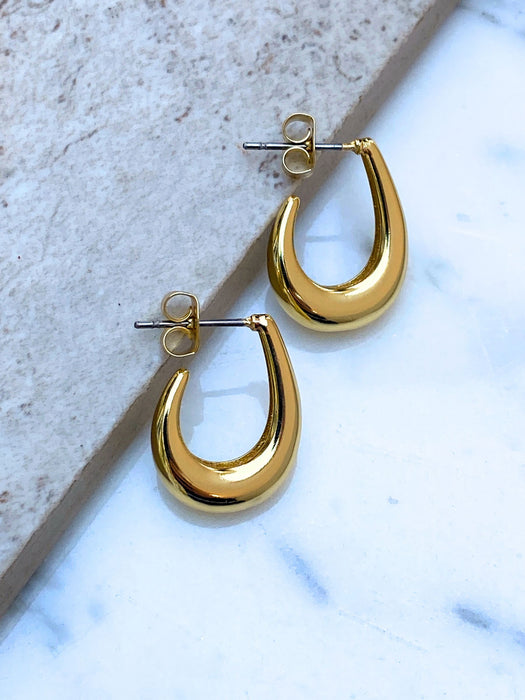 U Drop Post Hoops | Gold Plated Studs Earrings | Light Years Jewelry