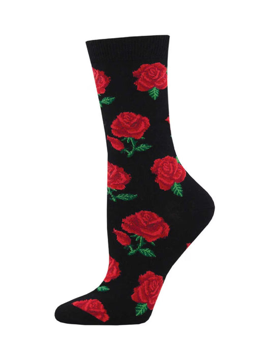 Rosy Toes Bamboo Socks | Black Red Crew Accessories | Light Years Jewelry