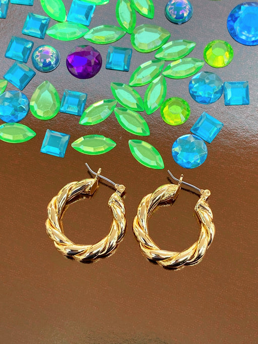Thick Twisted Pincatch Hoops | Gold Plated Earrings | Light Years Jewelry