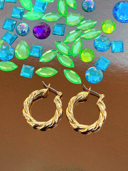 Thick Twisted Pincatch Hoops | Gold Plated Earrings | Light Years Jewelry