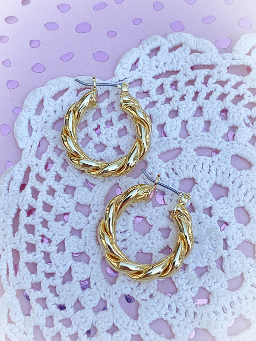 Thick Twisted Pincatch Hoops | Gold Plated Earrings | Light Years Jewelry