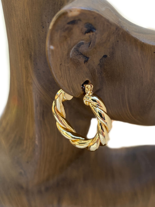 Thick Twisted Pincatch Hoops | Gold Plated Earrings | Light Years Jewelry