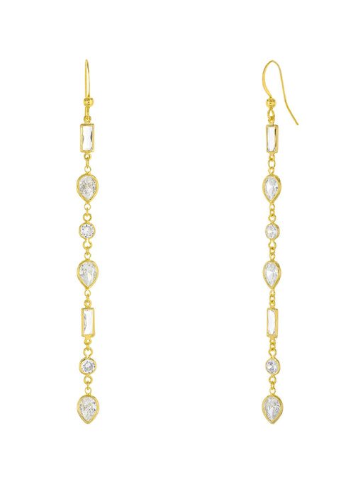Long Shaped CZ Statement Dangles | Gold Pated Earrings | Light Years