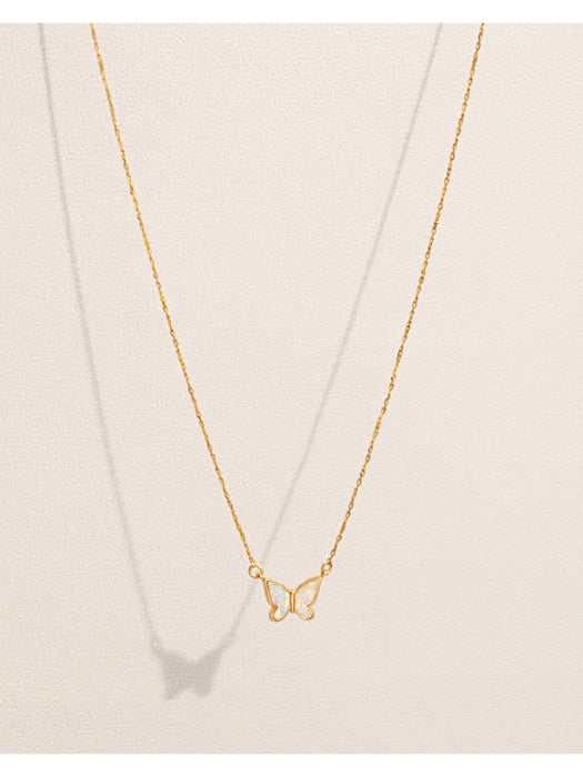 Opal Inlay Butterfly Necklace | Gold Plated Chain | Light Years Jewelry