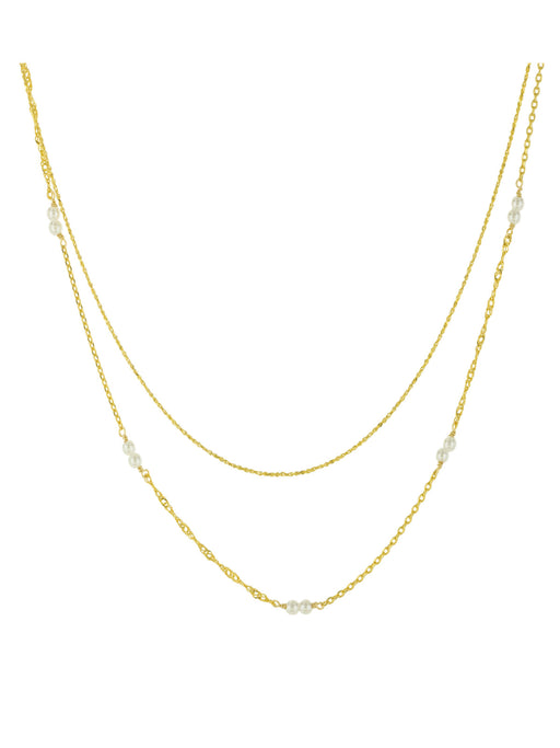Layered Seed Pearl Necklace | Gold Plated Chain | Light Years Jewelry
