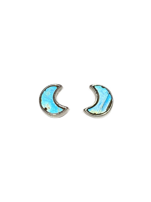 Labradorite Crescent Moon Posts | Sterling Silver Studs Earrings | Light Years