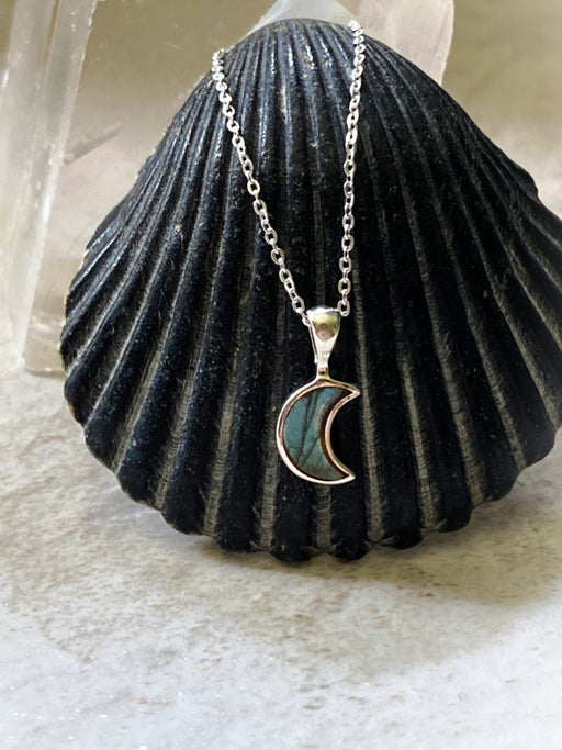 Labradorite Crescent Moon Necklace | Sterling Silver Pendant Chain | Light Years
