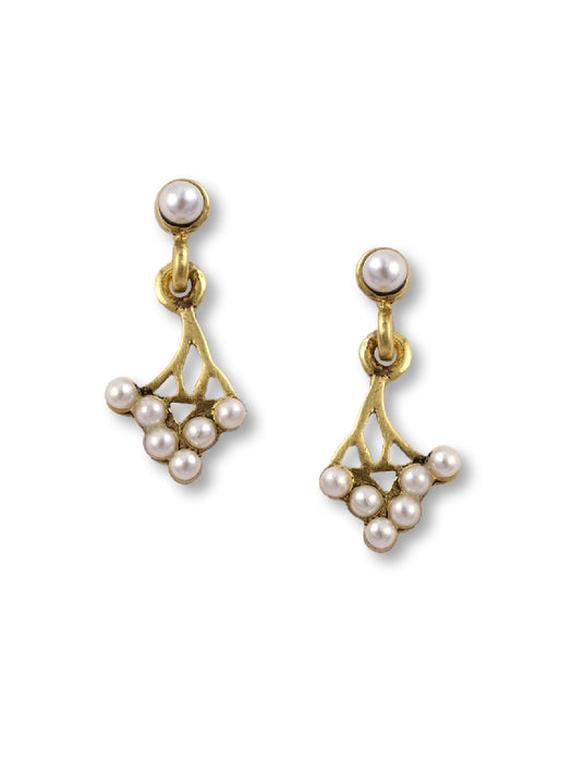 Art Nouveau Pearl Spray Posts | Gold Plated Earring | Light Years Jewelry