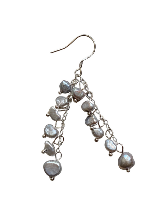 Gray Pearl Cascade Dangles | Sterling Silver Earrings | Light Years Jewelry