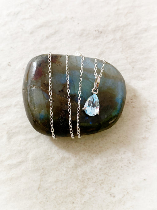 Faceted Gemstone Teardrop Necklace | Sterling Silver Chain Pendant | Light Years