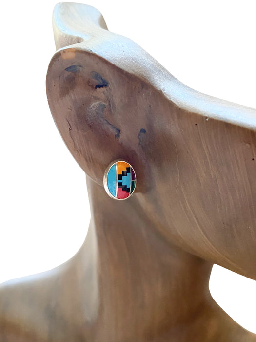 Southwest Inlay Oval Posts | Sterling Silver Studs Earrings | Light Years
