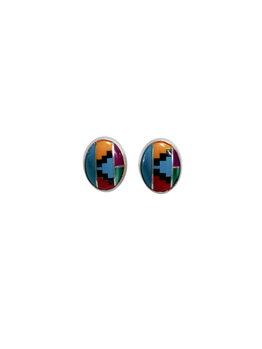Southwest Inlay Oval Posts | Sterling Silver Studs Earrings | Light Years