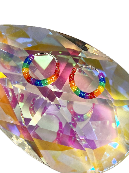 Rainbow Glitter Endless Hoops by Tomas | Sterling Silver Earrings | Light Years