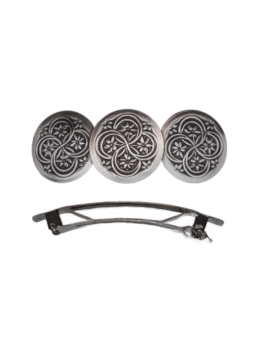 Flower Twirls Disc Barrette | Antique Brass Silver Hair Accessories France | Light Years