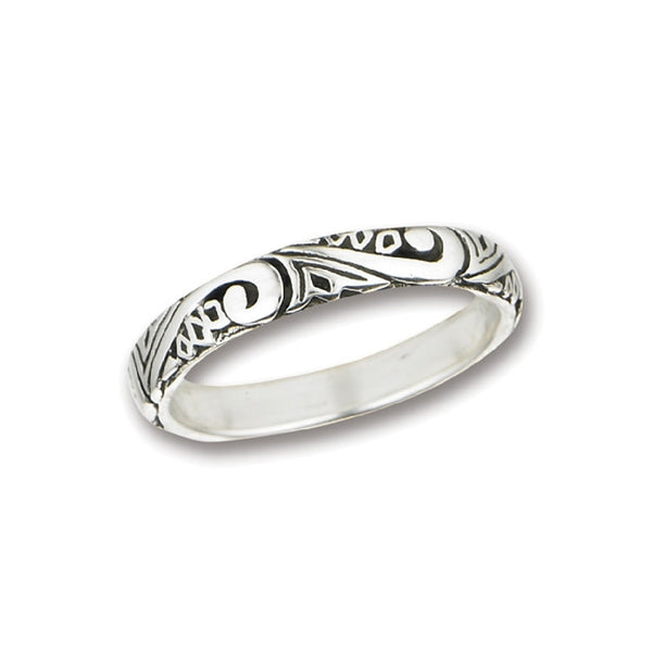 Embossed Swirls Band Ring | Sterling Silver Size 5 6 7 8 9 | Light Years