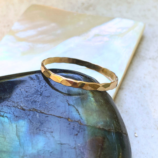 Gold Filled Hammered Band Ring | Size 3 4 5 6 7 8 9 10 11 | Light Years