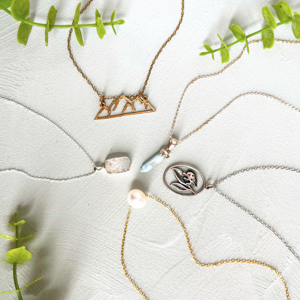 Image of a necklace on a person