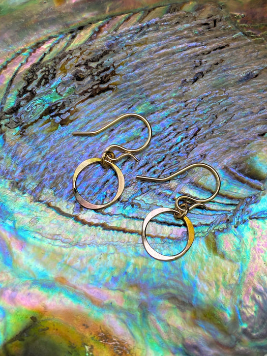 Hammered Circle Dangles | Sterling Silver Gold Filled Earrings | Light Years