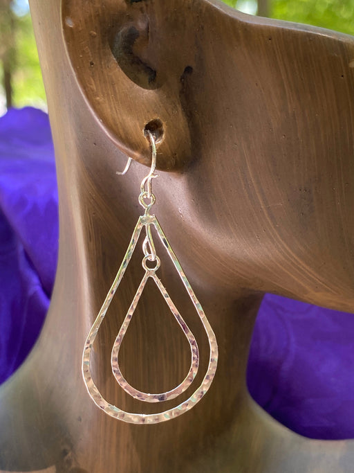 Hammered Teardrop Statement Earrings | Sterling Silver Dangles | Light Years