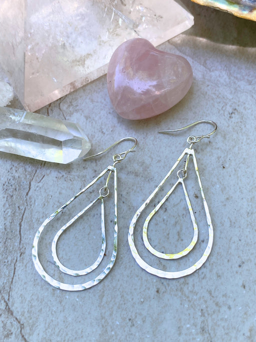 Hammered Teardrop Statement Earrings | Sterling Silver Dangles | Light Years