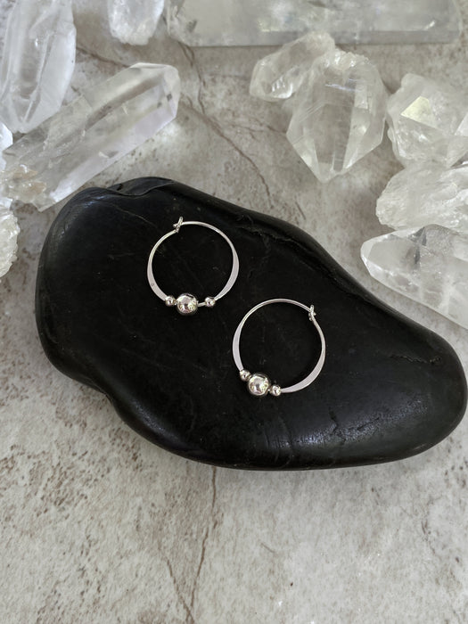 Simple Bead Hoops | Sterling Silver Earrings | Light Years Jewelry