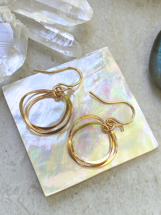 Double Circle Dangles Earrings | Sterling Silver Gold Filled | Light Years