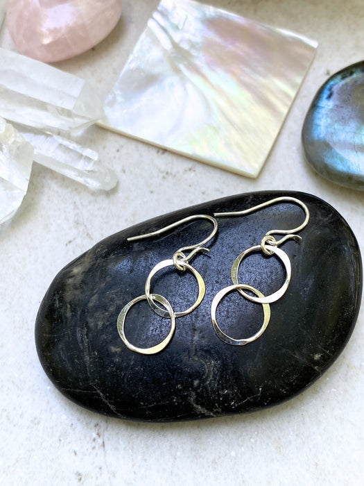 Hammered Circle Dangles | Sterling Silver Gold Filled Earrings | Light Years