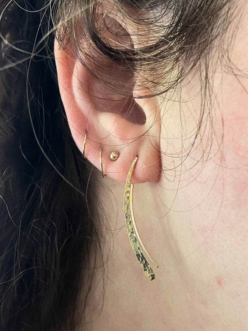 Hammered Curve Earrings | 14kt Gold Filled Threader | Light Years Jewelry