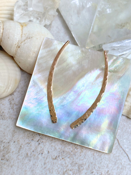 Hammered Curve Earrings | 14kt Gold Filled Threader | Light Years Jewelry