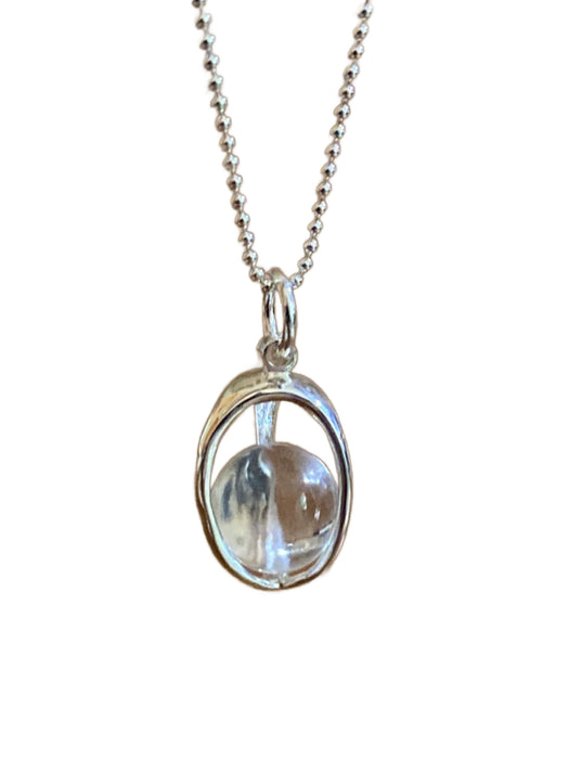 Caged Quartz Orb Necklace | Sterling Silver Pendant Chain | Light Years