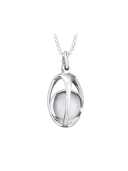 Caged Crystal Quartz Orb Necklace | Sterling Silver Pendant Chain | Light Years