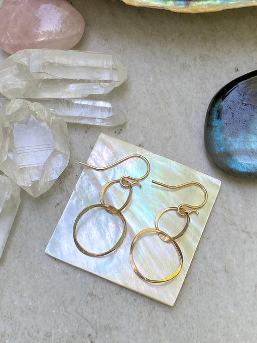 Double Circle Earrings | Gold Filled Sterling Silver Dangles | Light Years