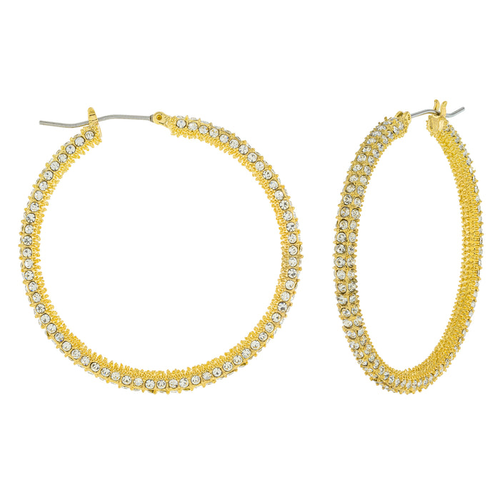 Large Pave CZ Pincatch Hoops | Gold Plated Earrings | Light Years Jewelry