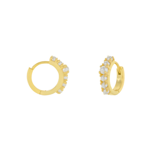 Stacked Pearl Huggie Hoops | Gold Plated Earrings | Light Years Jewelry