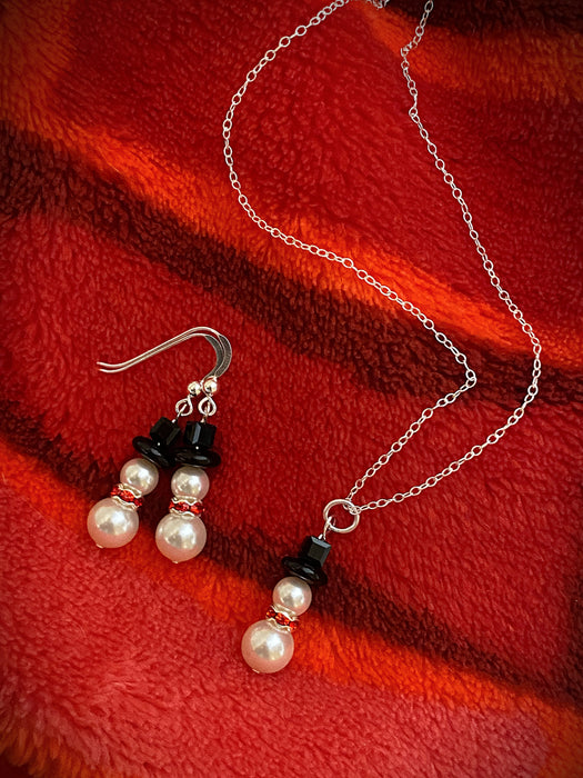 Snowman Beaded Dangles | Sterling Silver Earrings | Light Years Jewelry