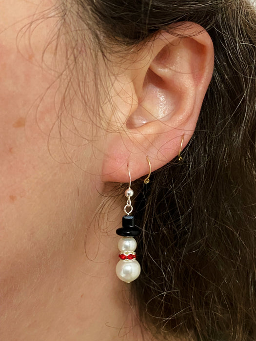 Snowman Beaded Dangles | Sterling Silver Earrings | Light Years Jewelry