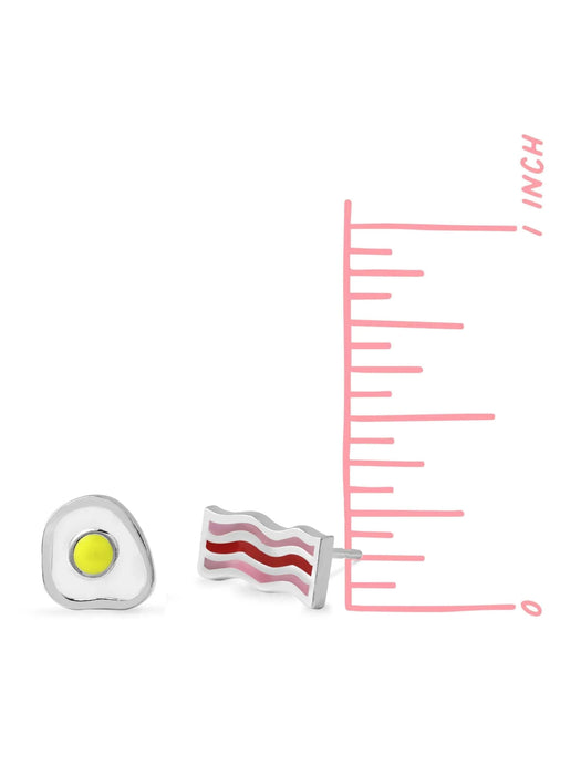 Bacon & Egg Enamel Posts by boma | Sterling Silver Studs Earrings | Light Years