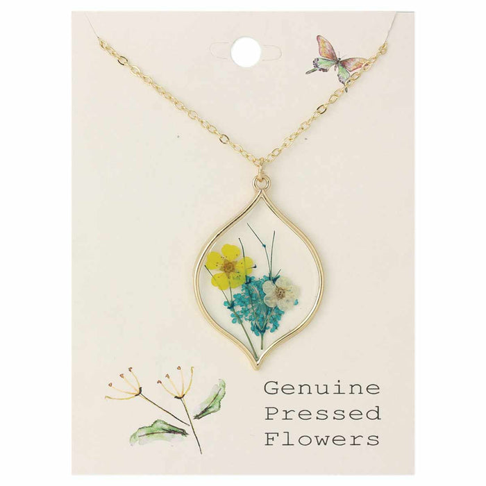 Marquise Pressed Flower Necklace | Gold Chain Pendant | Light Years Jewelry