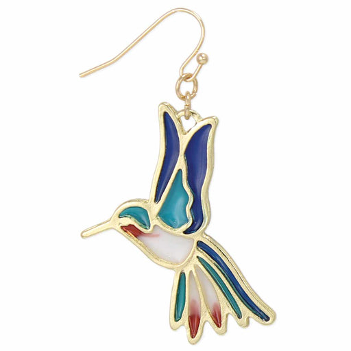 Enamel Hummingbird Earrings | Fashion Gold Statement Dangles | Light Years