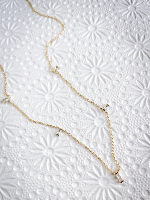 Floating Baguette Necklace | Gold Plated Chain | Light Years Jewelry