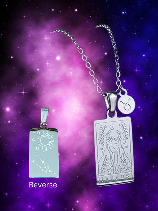 Zodiac Tarot & Constellation Necklace | Taurus | Stainless Steel Pendant Chain | Light Years