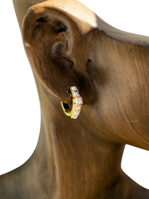 Stacked Pearl Huggie Hoops | Gold Plated Earrings | Light Years Jewelry