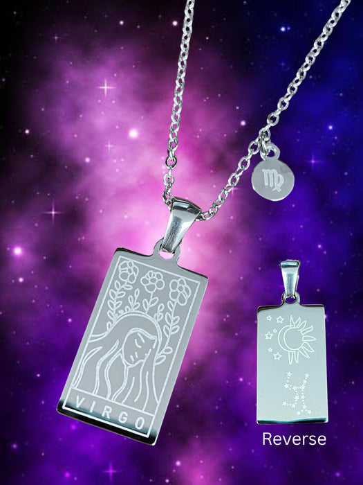 Zodiac Tarot & Constellation Necklace | Virgo | Stainless Steel Pendant Chain | Light Years