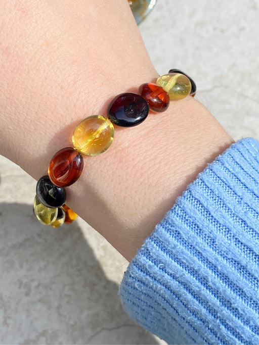 Multi Amber Beaded Stretch Bracelet | Genuine Baltic | Light Years Jewelry