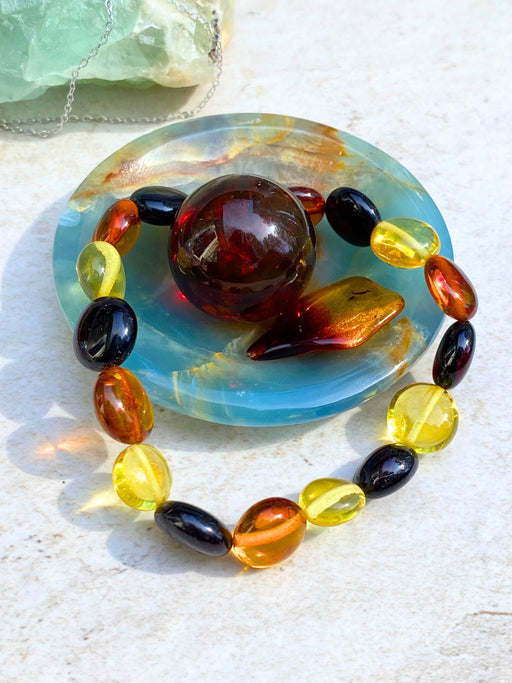 Multi Amber Beaded Stretch Bracelet | Genuine Baltic | Light Years Jewelry