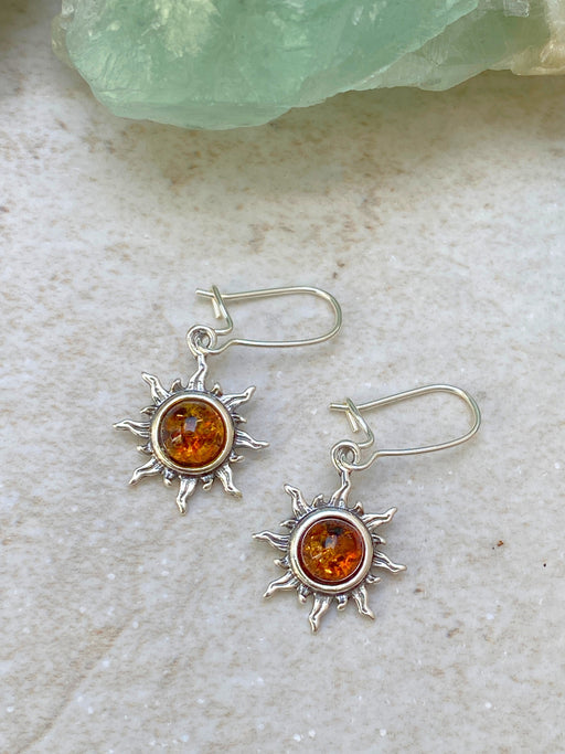 Amber Sun Dangles | Sterling Silver Earrings | Light Years Jewelry
