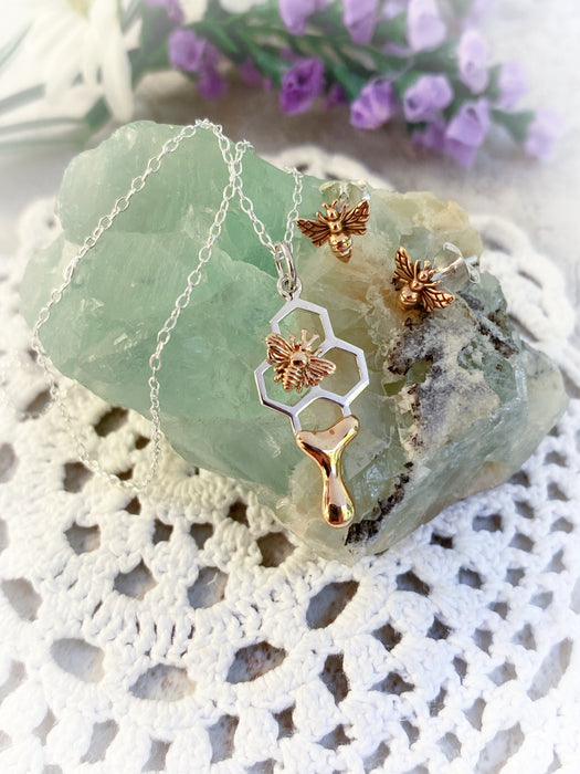 Bronze Honey Bee Posts | Sterling Silver Studs Earrings | Light Years